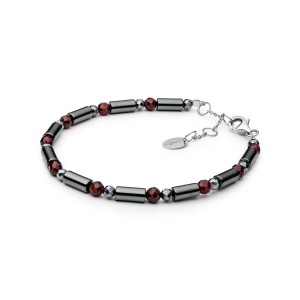 Bratara cu garnet, terahertz, hematite și argint DiAmanti  254-100B-G (Argint 925‰ 0,4 g.)